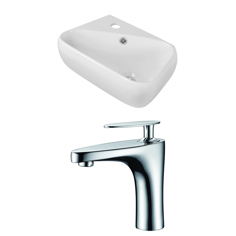 American Imaginations AI-15290 18" White Rectangular Ceramic Above Counter Bathroom Vessel Sink Set