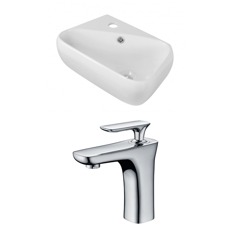 American Imaginations AI-15291 18" White Rectangular Ceramic Above Counter Bathroom Vessel Sink Set
