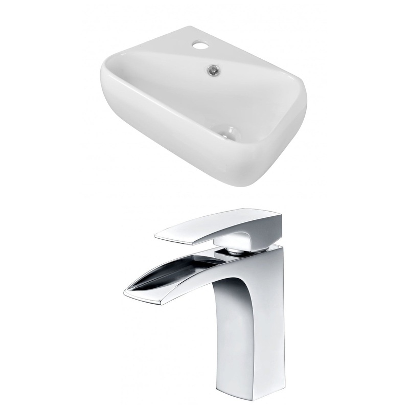 American Imaginations AI-15292 18" White Rectangular Ceramic Above Counter Bathroom Vessel Sink Set