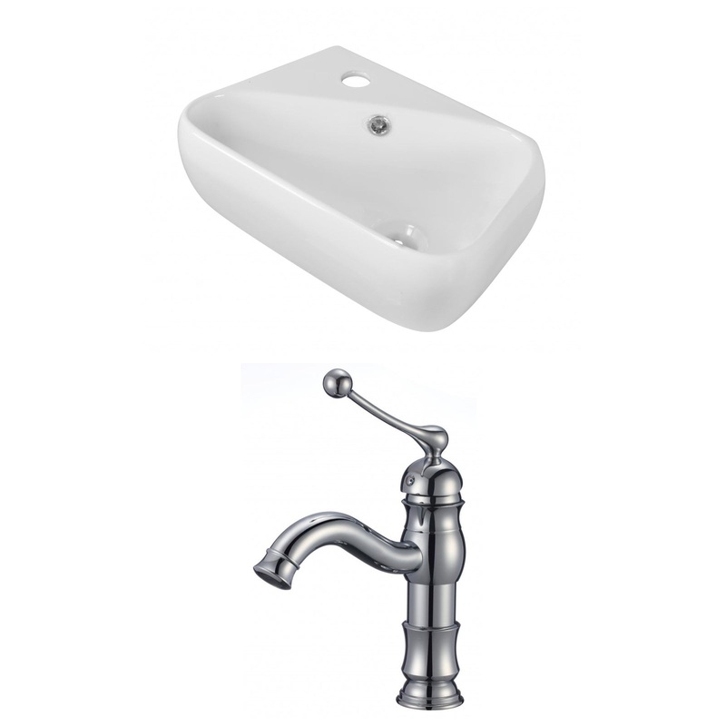 American Imaginations AI-15301 18" White Rectangular Ceramic Wall Mount Bathroom Vessel Sink Set