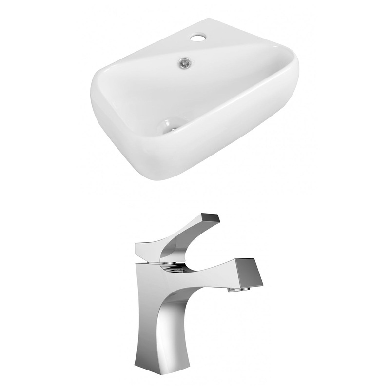 American Imaginations AI-15302 18" White Rectangular Ceramic Above Counter Bathroom Vessel Sink Set
