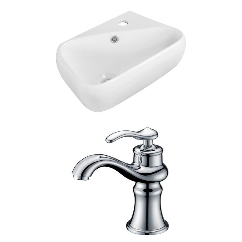 American Imaginations AI-15303 18" White Rectangular Ceramic Above Counter Bathroom Vessel Sink Set