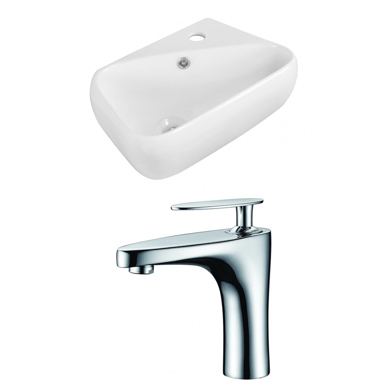 American Imaginations AI-15304 18" White Rectangular Ceramic Above Counter Bathroom Vessel Sink Set