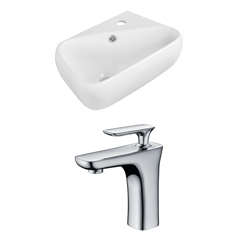 American Imaginations AI-15305 18" White Rectangular Ceramic Above Counter Bathroom Vessel Sink Set