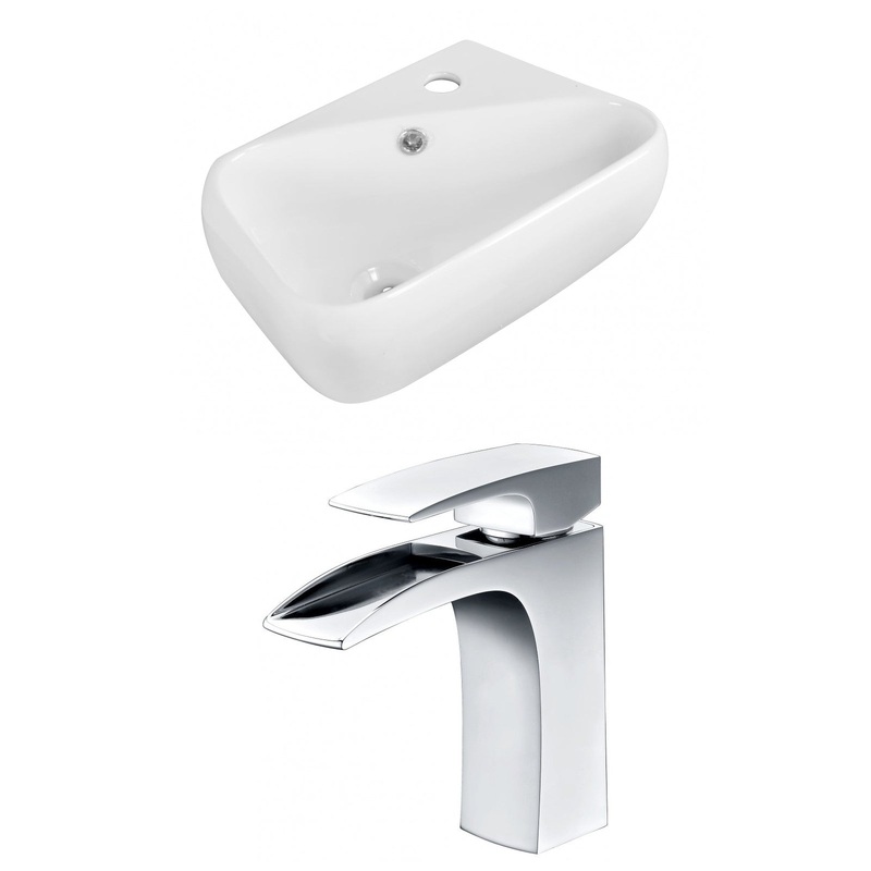American Imaginations AI-15306 18" White Rectangular Ceramic Above Counter Bathroom Vessel Sink Set
