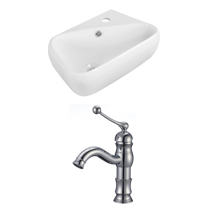 American Imaginations AI-15308 18" White Rectangular Ceramic Above Counter Bathroom Vessel Sink Set