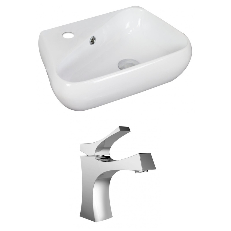 American Imaginations AI-15316 18" White Unique Ceramic Above Counter Bathroom Vessel Sink Set