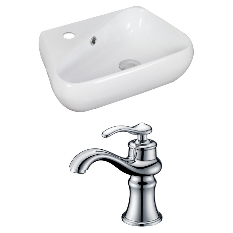 American Imaginations AI-15317 18" White Unique Ceramic Above Counter Bathroom Vessel Sink Set