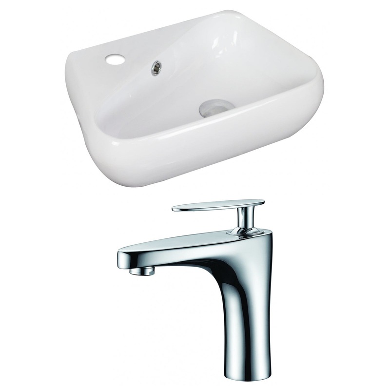 American Imaginations AI-15318 18" White Unique Ceramic Above Counter Bathroom Vessel Sink Set