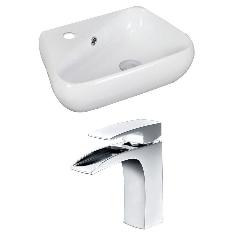 American Imaginations AI-15320 18" White Unique Ceramic Above Counter Bathroom Vessel Sink Set