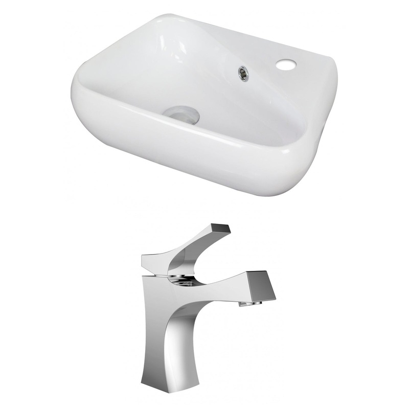 American Imaginations AI-15323 18" White Unique Ceramic Above Counter Bathroom Vessel Sink Set