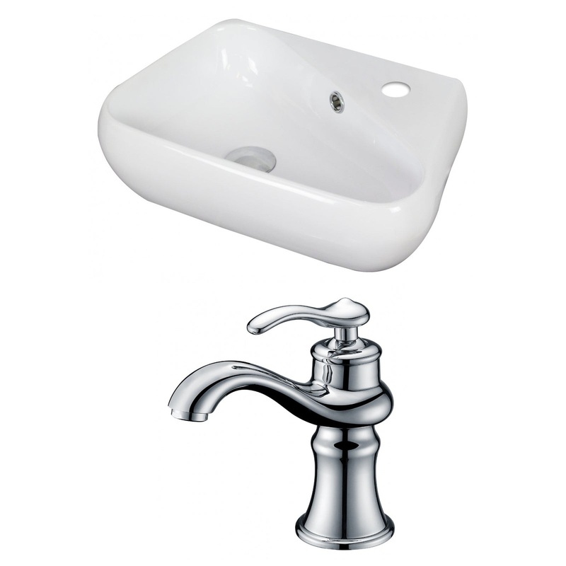 American Imaginations AI-15324 18" White Unique Ceramic Above Counter Bathroom Vessel Sink Set