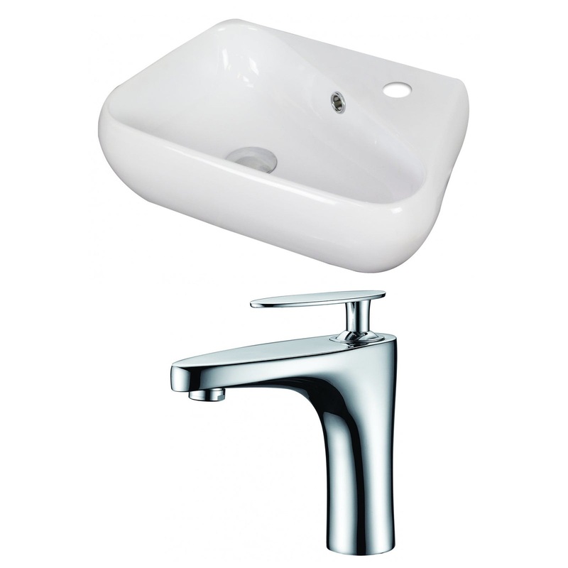 American Imaginations AI-15325 18" White Unique Ceramic Above Counter Bathroom Vessel Sink Set