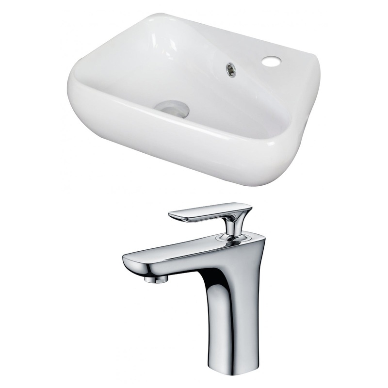 American Imaginations AI-15326 18" White Unique Ceramic Above Counter Bathroom Vessel Sink Set