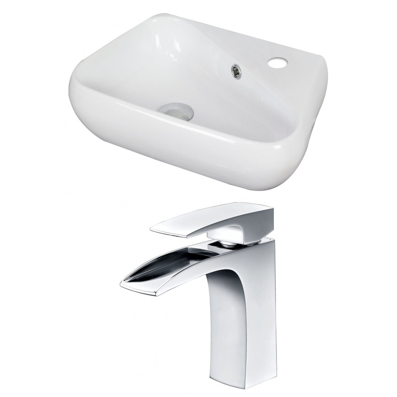 American Imaginations AI-15327 18" White Unique Ceramic Above Counter Bathroom Vessel Sink Set