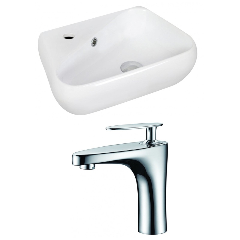American Imaginations AI-15332 18" White Unique Ceramic Wall Mount Bathroom Vessel Sink Set