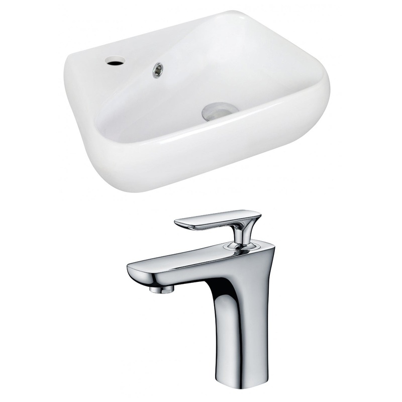 American Imaginations AI-15333 18" White Unique Ceramic Wall Mount Bathroom Vessel Sink Set