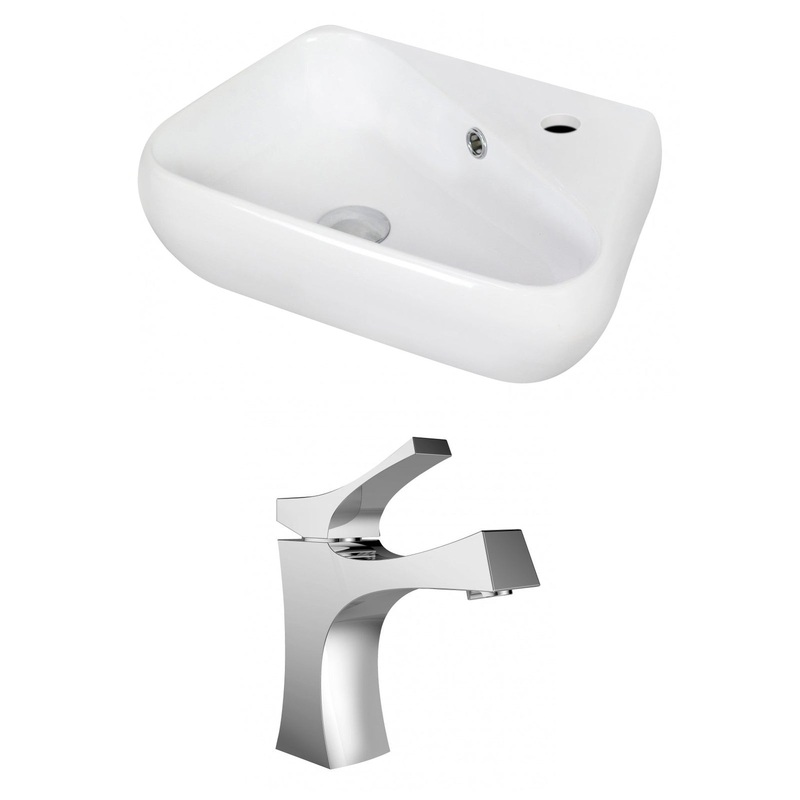 American Imaginations AI-15337 18" White Unique Ceramic Wall Mount Bathroom Vessel Sink Set