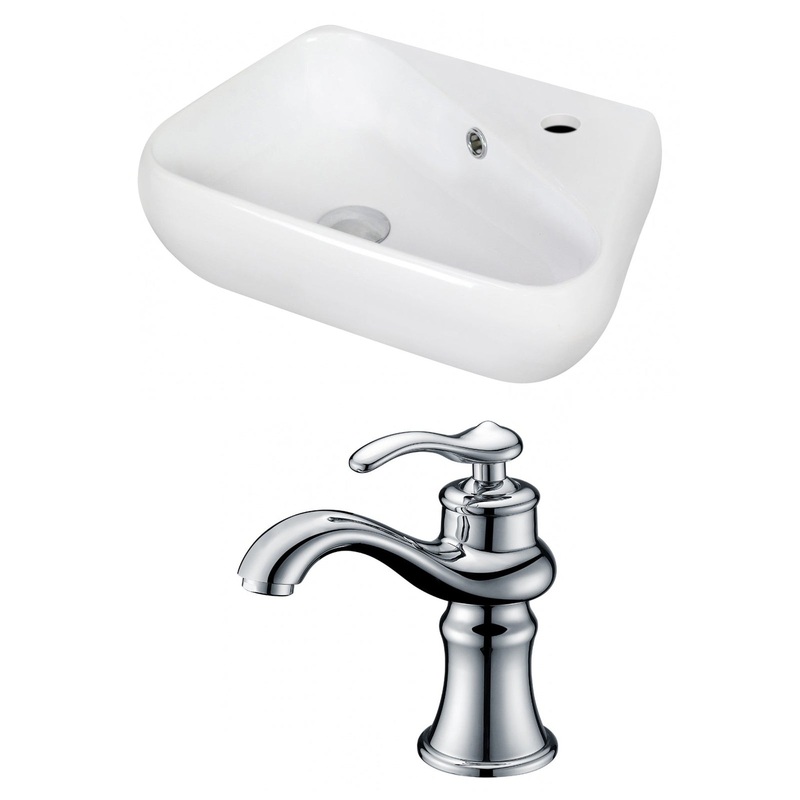 American Imaginations AI-15338 18" White Unique Ceramic Wall Mount Bathroom Vessel Sink Set