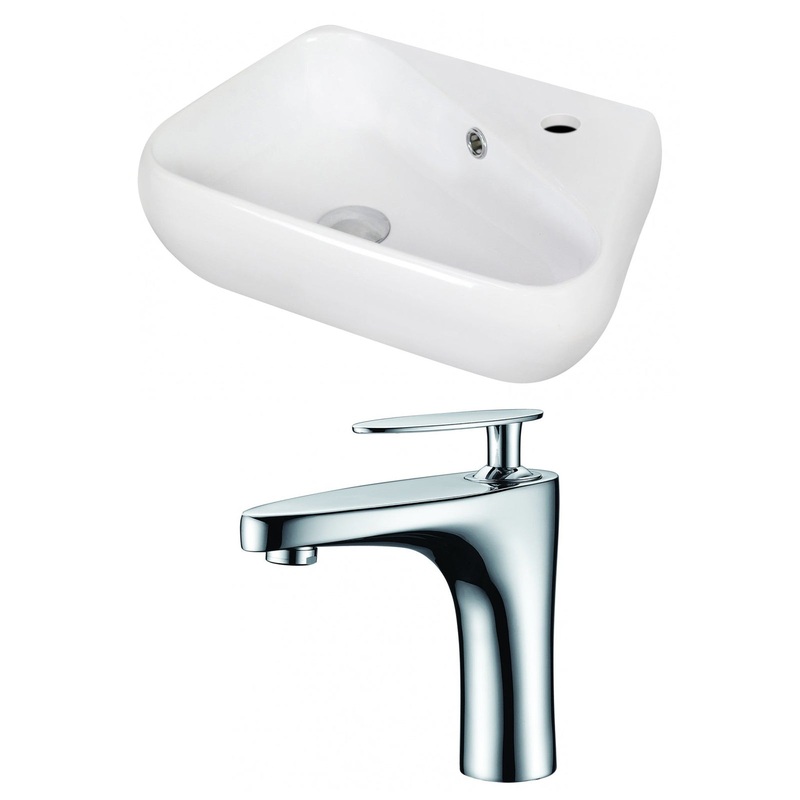 American Imaginations AI-15339 18" White Unique Ceramic Wall Mount Bathroom Vessel Sink Set