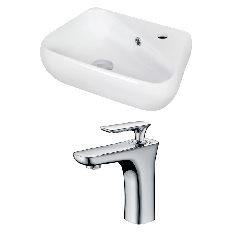 American Imaginations AI-15340 18" White Unique Ceramic Wall Mount Bathroom Vessel Sink Set