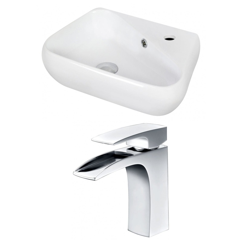 American Imaginations AI-15341 18" White Unique Ceramic Wall Mount Bathroom Vessel Sink Set