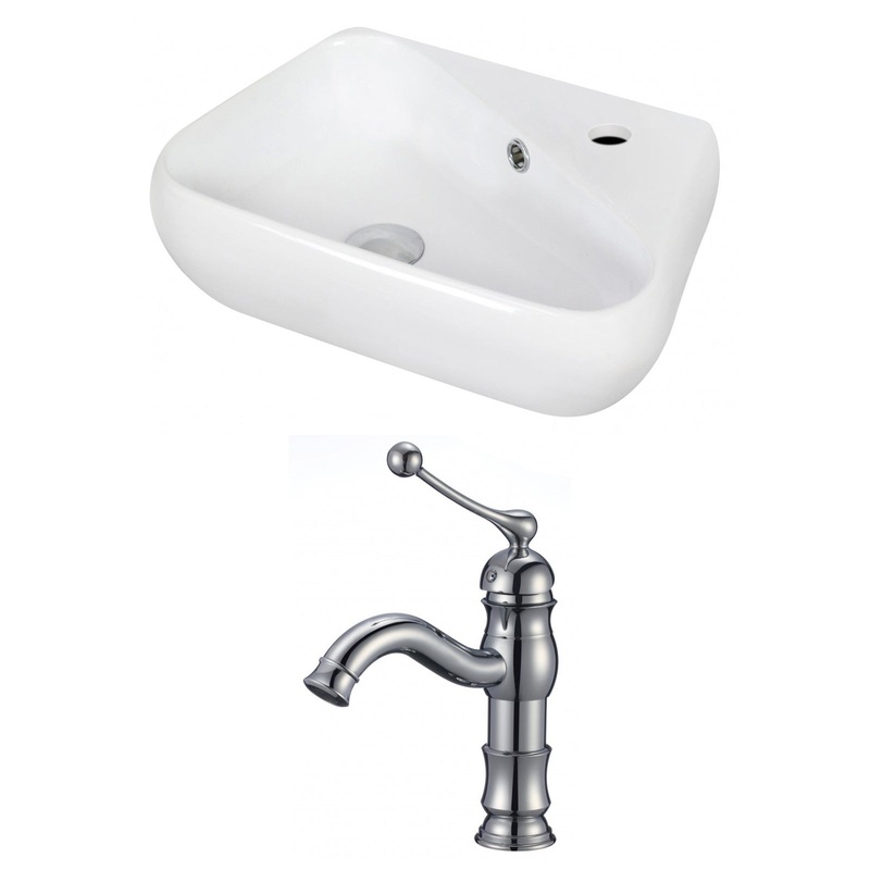 American Imaginations AI-15343 18" White Unique Ceramic Wall Mount Bathroom Vessel Sink Set