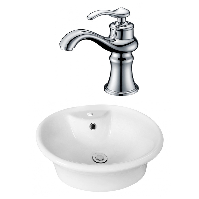 American Imaginations AI-15359 19" White Oval Ceramic Above Counter Bathroom Vessel Sink Set
