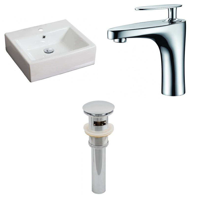 American Imaginations AI-15381 21" White Rectangular Ceramic Above Counter Bathroom Vessel Sink Set