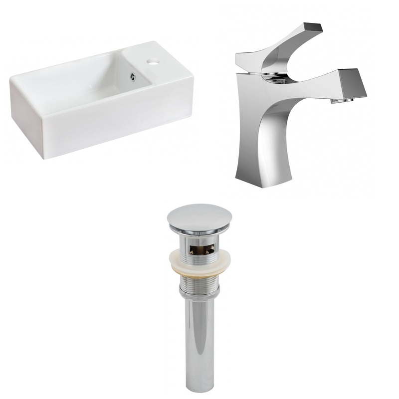 American Imaginations AI-15459 19" White Rectangular Ceramic Above Counter Bathroom Vessel Sink Set