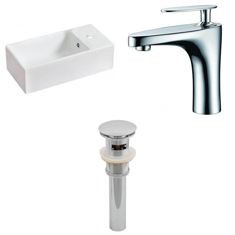 American Imaginations AI-15461 19" White Rectangular Ceramic Above Counter Bathroom Vessel Sink Set