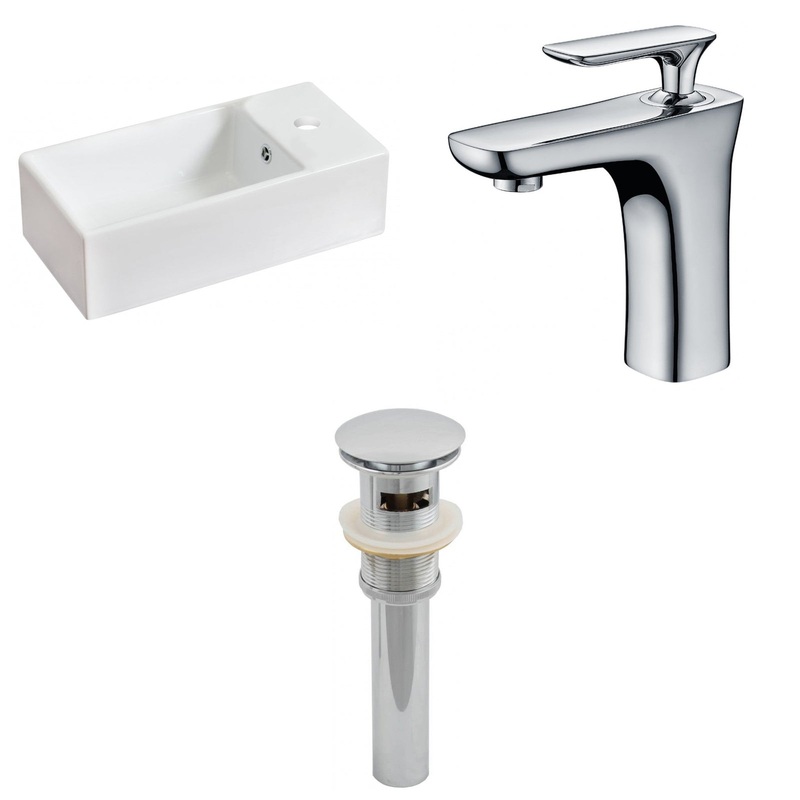 American Imaginations AI-15462 19" White Rectangular Ceramic Above Counter Bathroom Vessel Sink Set