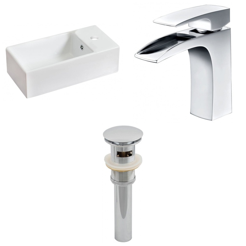 American Imaginations AI-15463 19" White Rectangular Ceramic Above Counter Bathroom Vessel Sink Set