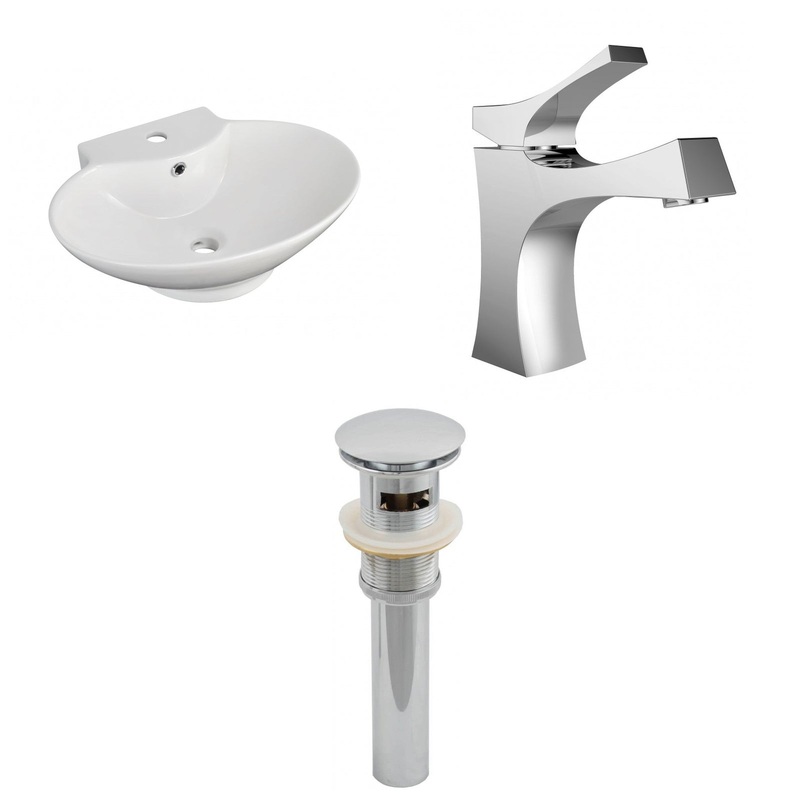 American Imaginations AI-15465 23" White Oval Ceramic Above Counter Bathroom Vessel Sink Set