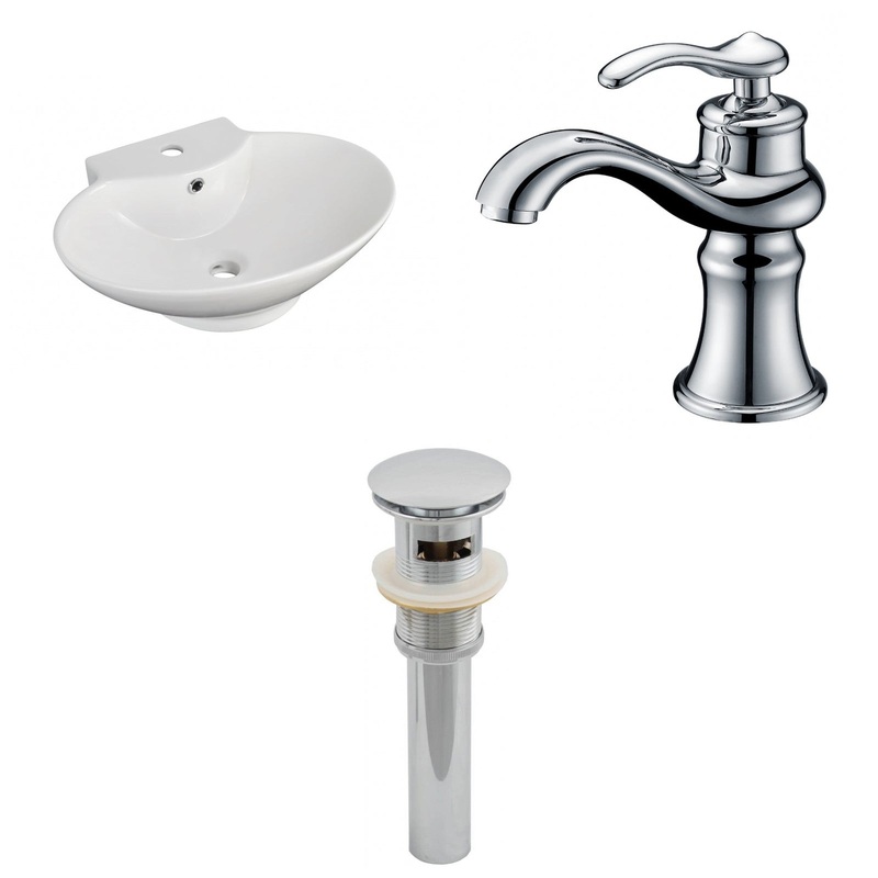 American Imaginations AI-15466 23" White Oval Ceramic Above Counter Bathroom Vessel Sink Set
