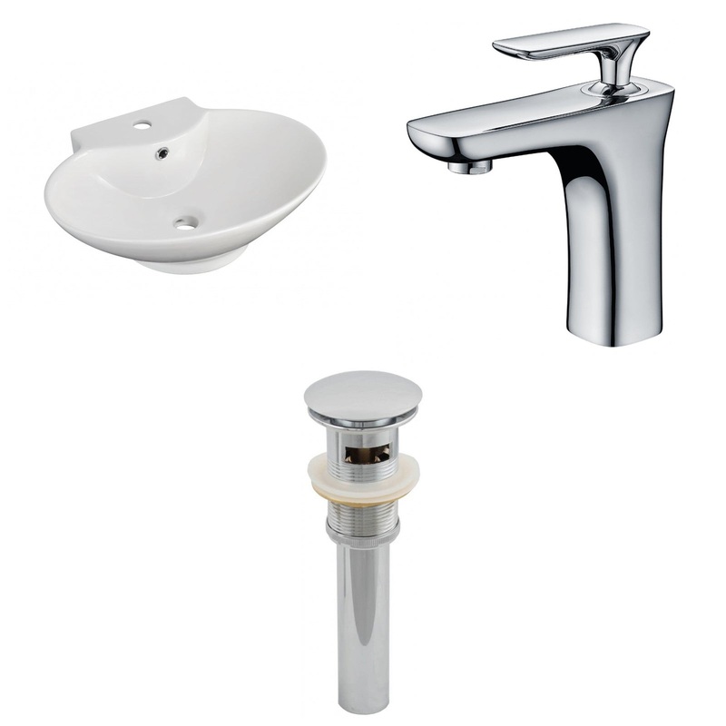 American Imaginations AI-15468 23" White Oval Ceramic Above Counter Bathroom Vessel Sink Set