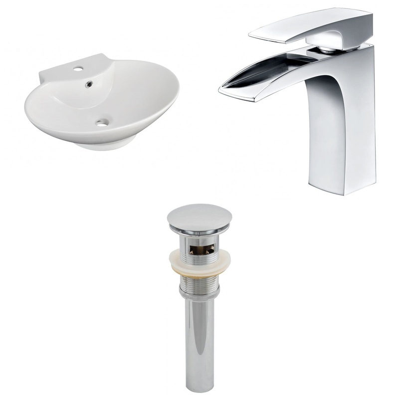 American Imaginations AI-15469 23" White Oval Ceramic Above Counter Bathroom Vessel Sink Set