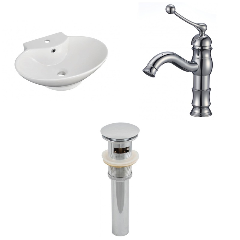 American Imaginations AI-15470 23" White Oval Ceramic Above Counter Bathroom Vessel Sink Set