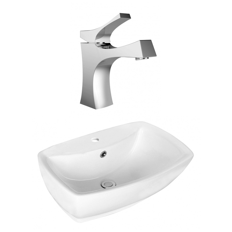 American Imaginations AI-17723 22" White Rectangular Ceramic Above Counter Bathroom Vessel Sink Set