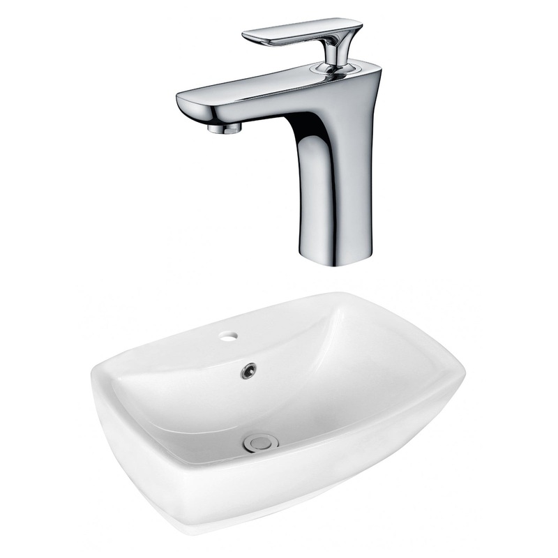 American Imaginations AI-17726 22" White Rectangular Ceramic Above Counter Bathroom Vessel Sink Set