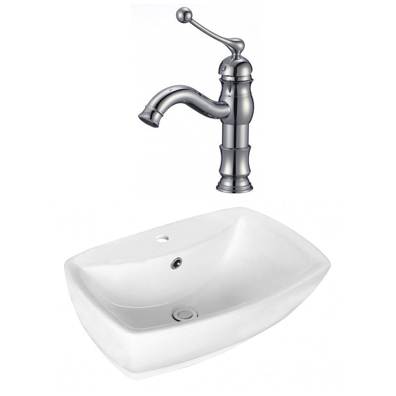 American Imaginations AI-17729 22" White Rectangular Ceramic Above Counter Bathroom Vessel Sink Set