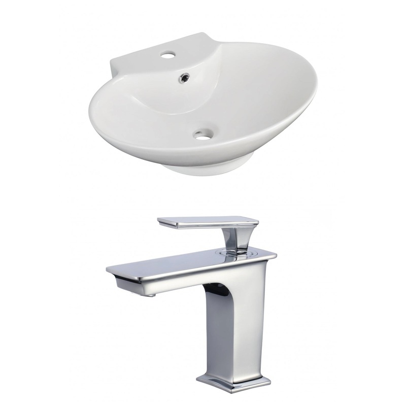 American Imaginations AI-17834 23" White Oval Ceramic Above Counter Bathroom Vessel Sink Set
