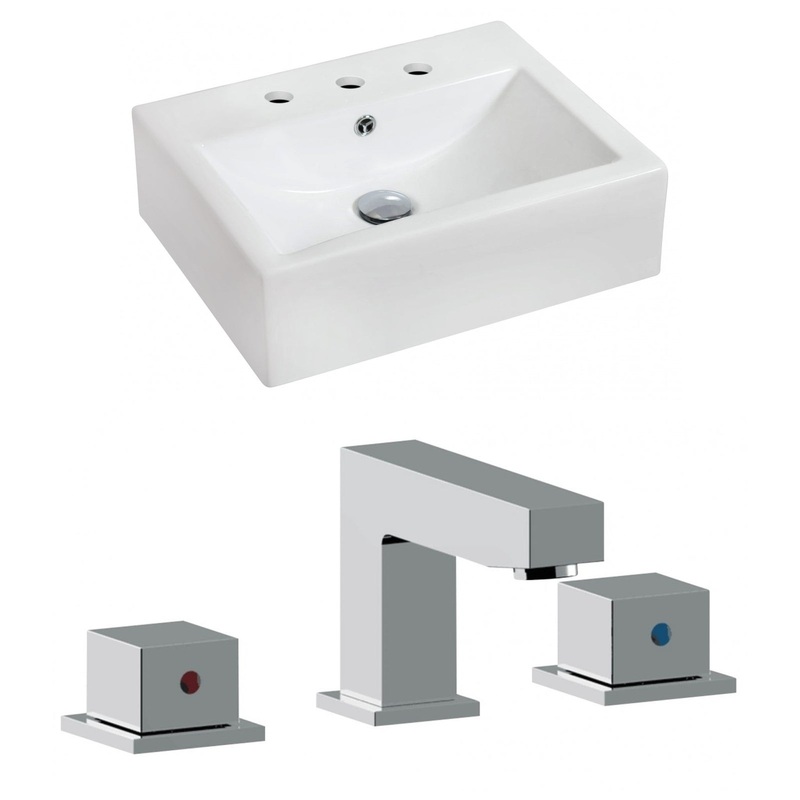 American Imaginations AI-17849 20" White Rectangular Ceramic Wall Mount Bathroom Vessel Sink Set