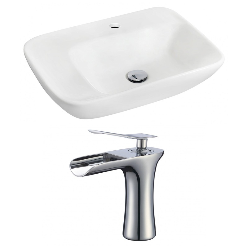 American Imaginations AI-17851 24" White Rectangular Ceramic Wall Mount Bathroom Vessel Sink Set