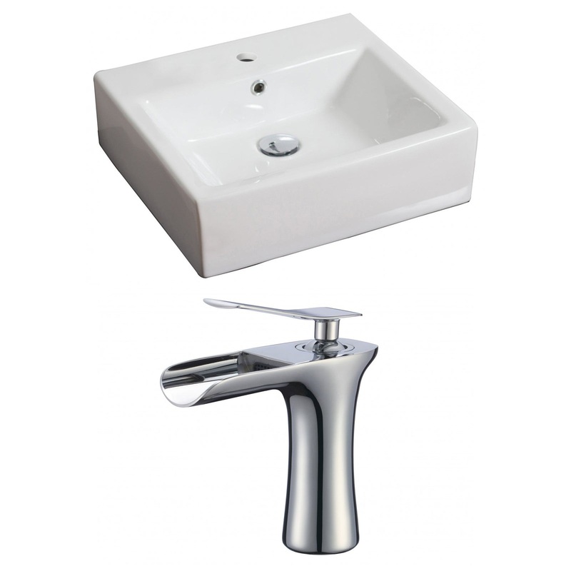 American Imaginations AI-17855 21" White Rectangular Ceramic Wall Mount Bathroom Vessel Sink Set