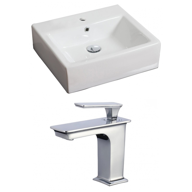 American Imaginations AI-17856 21" White Rectangular Ceramic Wall Mount Bathroom Vessel Sink Set