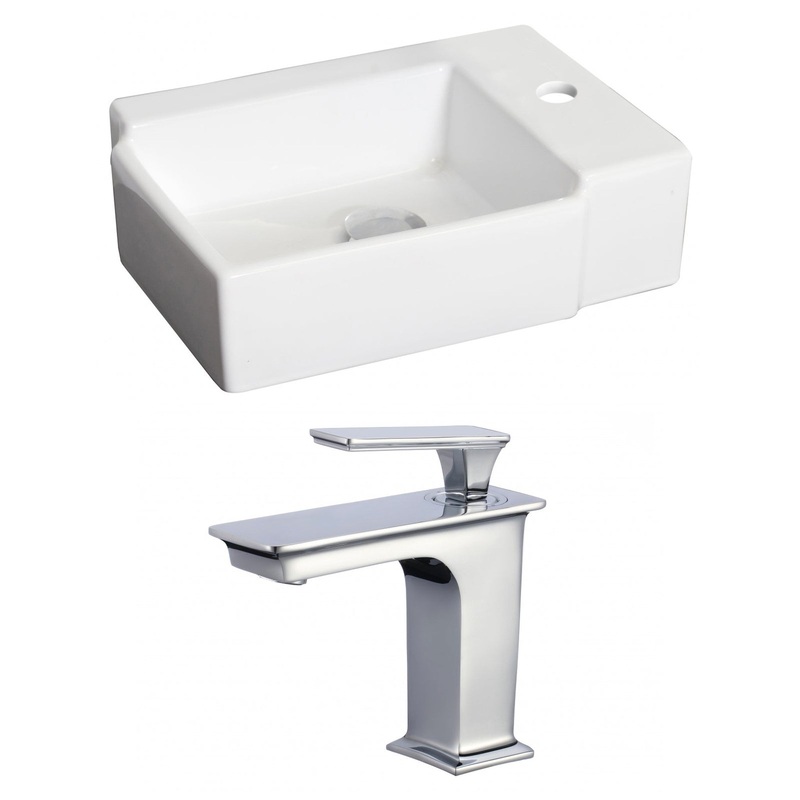 American Imaginations AI-17880 16" White Rectangular Ceramic Above Counter Bathroom Vessel Sink Set