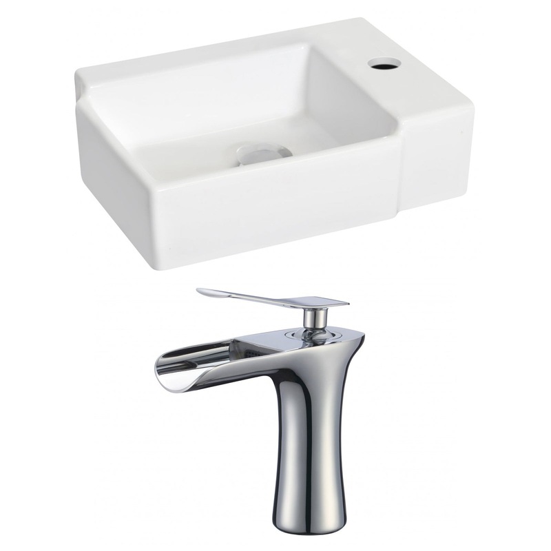 American Imaginations AI-17881 16" White Rectangular Ceramic Wall Mount Bathroom Vessel Sink Set