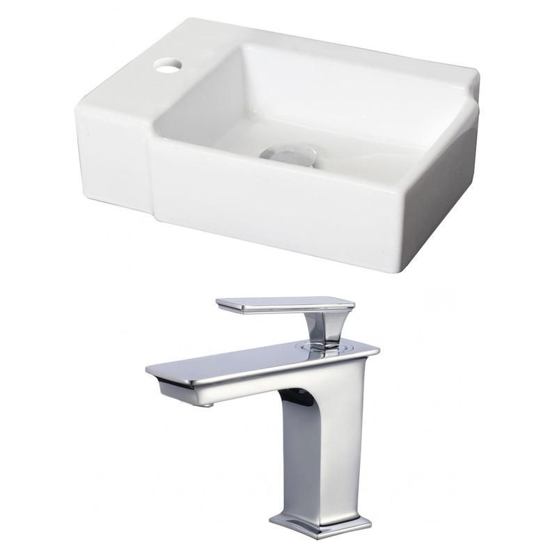 American Imaginations AI-17884 16" White Rectangular Ceramic Above Counter Bathroom Vessel Sink Set