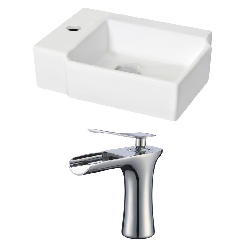 American Imaginations AI-17885 16" White Rectangular Ceramic Wall Mount Bathroom Vessel Sink Set